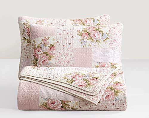 Chezmoi Collection Rosy 3-Piece Patchwork Quilt Set 1