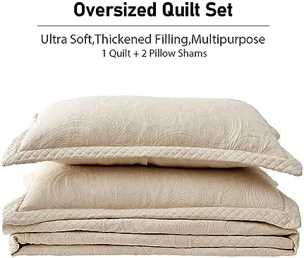 Qucover Oversized Cal King Quilt Set with Shams