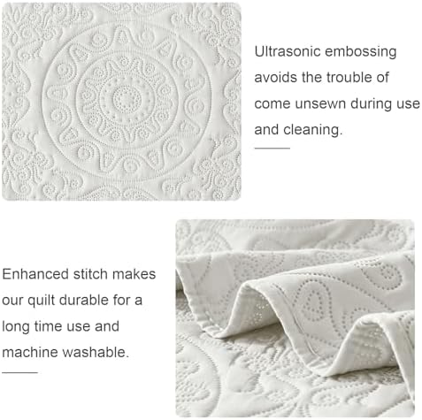 WURUIBO Cream White Quilt Set Queen Size 1