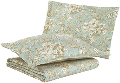 Laura Ashley King Quilt Set - Brompton Green 100 Cotton Reversible Bedding 1