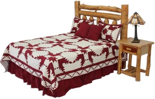 Patch Magic Red Feathered Star Super Queen Quilt Set 1