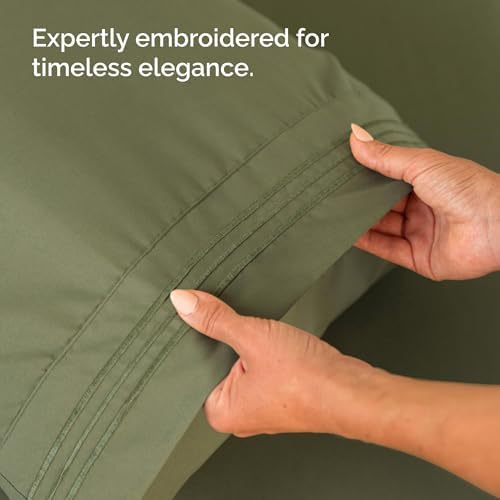 Wrap Around Dust Ruffle Bed Skirt 2 Pillowcases Bundle - Sage Green