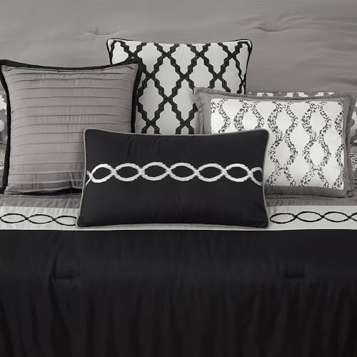 LANCO California King Comforter Set Black 10 Piece 1