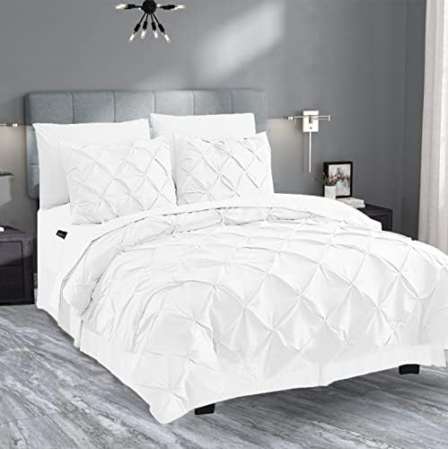 Valerian 8-Piece Pinch Pleated Comforter Set White
