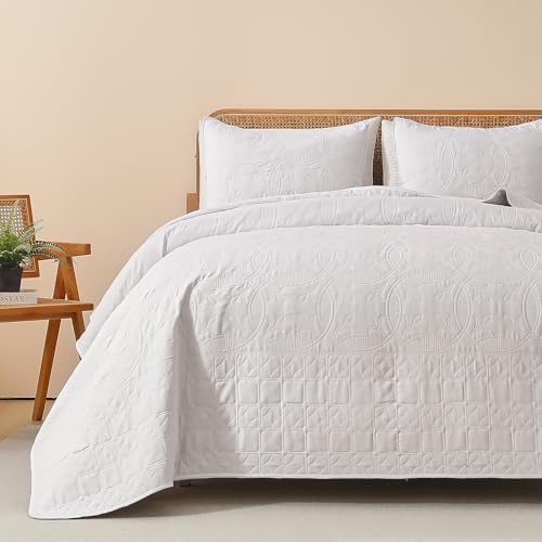 Yogeneg 3Piece Queen Quilt Set with Geometric Coin Pattern