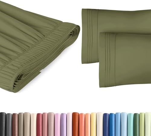 Wrap Around Dust Ruffle Bed Skirt 2 Pillowcases Bundle - Sage Green