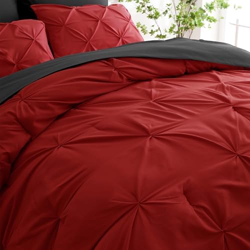Ubauba 7pc Full Size Comforter Set Red Black