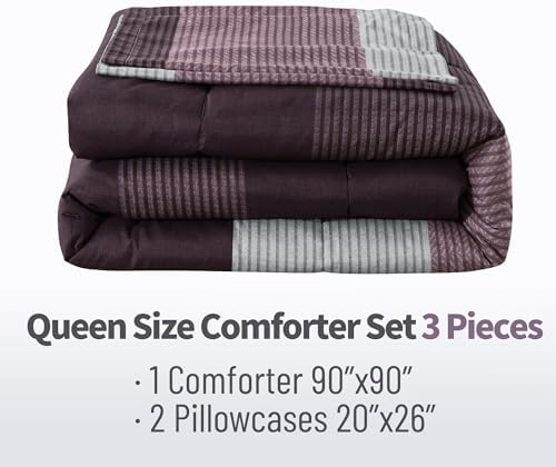 Andency Stripe Comforter Set Queen Size 3 Piece