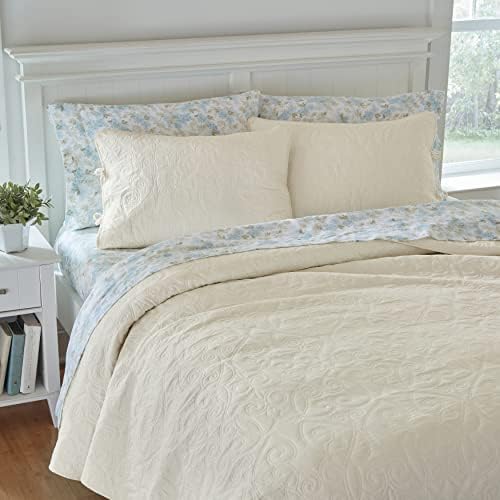 Laura Ashley Felicity Quilt Set King Ivory