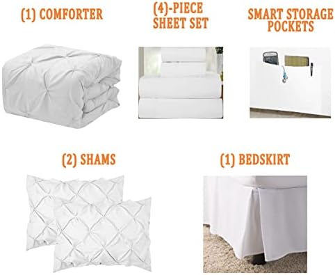 Valerian 8-Piece Pinch Pleated Comforter Set White