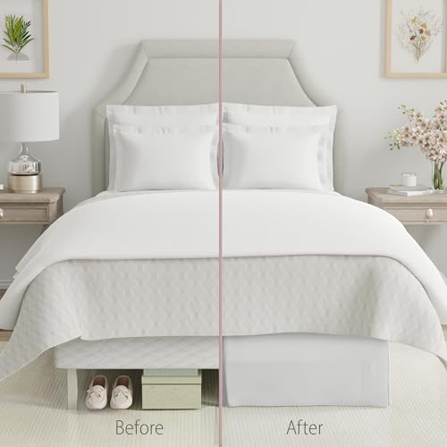 FRESH IDEAS Linenweave Hemstitch Bed Skirt Twin Blush 15 Drop