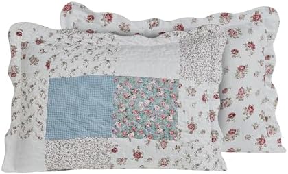 Brilliant Sunshine Pink Blue Patchwork Quilt Set