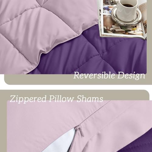 Homelike Moment California King Comforter Set Purple