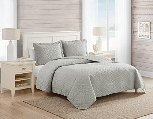 Tommy Bahama Chevron Quilt Set Twin Pelican Gray