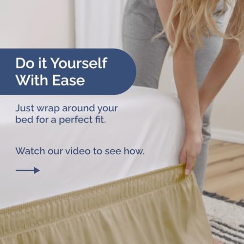 Wrap Around Dust Ruffle Bed Skirt 2 Pillowcases Bundle - Beige
