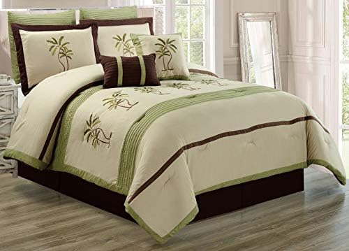 Grand Linen 8 Piece Tropical Palm Tree Comforter Set Cal King
