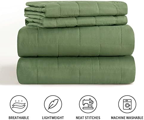 Hygge Hush Summer Quilt Set 3 Piece Olive Green