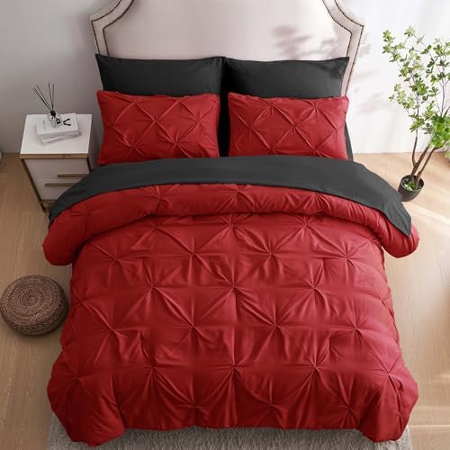 Ubauba 7pc Full Size Comforter Set Red Black
