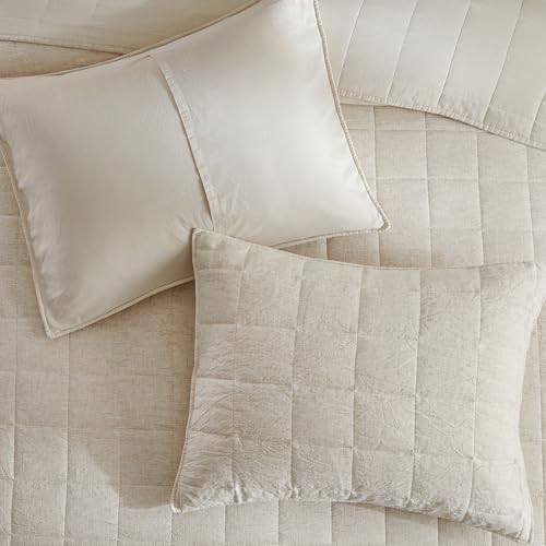 WARMDERN Linen Cotton Quilt Set King Size