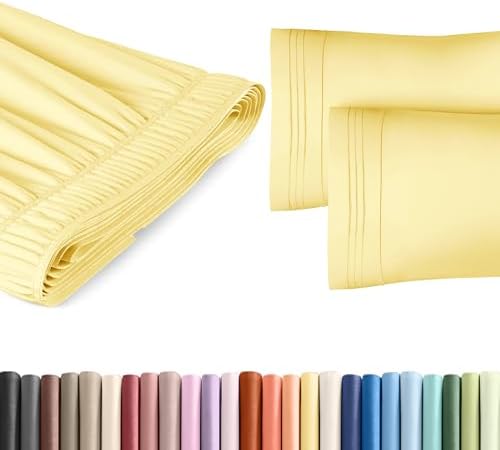 Wrap Around Dust Ruffle Bed Skirt 2 Pillowcases Bundle - Yellow