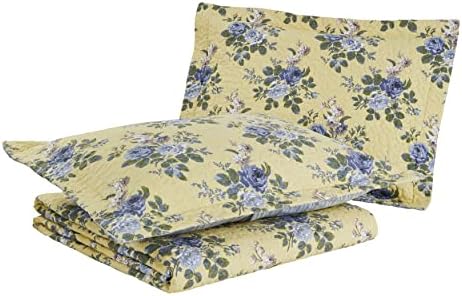 Laura Ashley Queen Quilt Set with Shams Linley Yellow