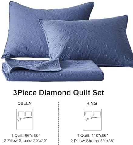 Decoreagy King Size Quilt Set with Diamond Pattern