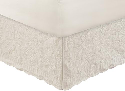 Greenland Home Paisley Quilted Bed Skirt Ivory Full 1