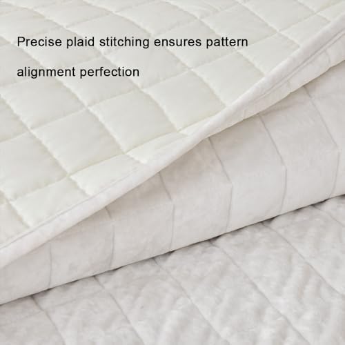Velvet Quilt Oversized King Size 120x128 Cream White