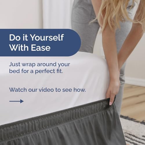 CGK Unlimited Wrap Around Dust Ruffle Bed Skirt 2 Pillowcases Bundle - Dark Grey