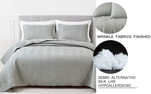 Chezmoi Weaver 3-Piece King Quilt Set in Gray