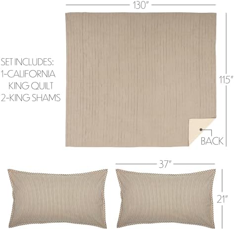 VHC Brands Sawyer Mill Ticking Stripe California King Quilt Set