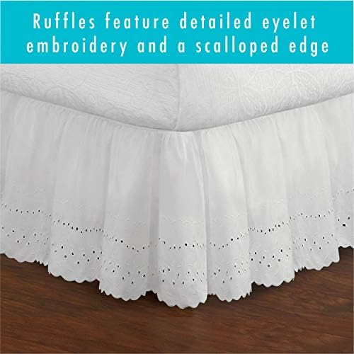 FRESH IDEAS Ruffled Eyelet Bed Skirt 18 Drop Twin White