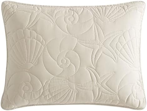 CARIBBEAN JOE King Outlined Shell Quilt Set Coastal Beach Style