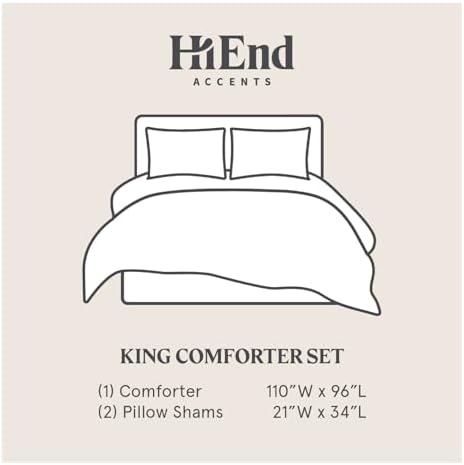 HiEnd Accents Heath 3 Piece Super King Comforter Set