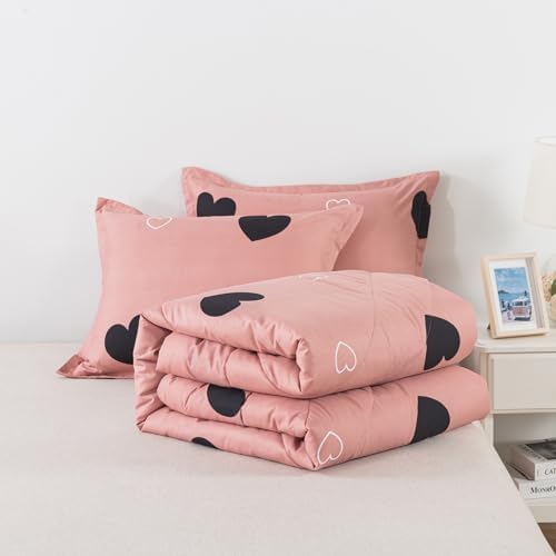 Love Pattern Cameo Brown Comforter Set 3 Piece
