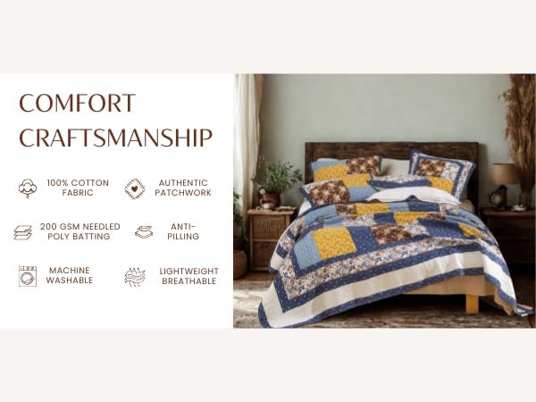 Tache Prewashed Cotton Patchwork Quilt Set California King