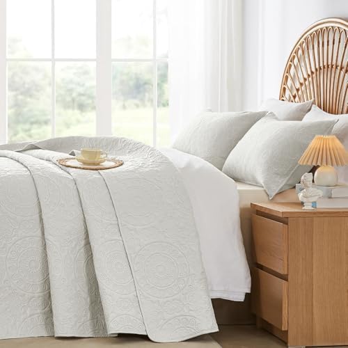 WURUIBO Cream White Quilt Set Queen Size 1