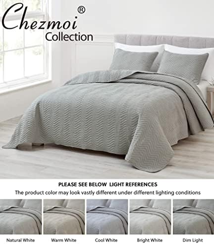 Chezmoi Weaver 3-Piece King Quilt Set in Gray