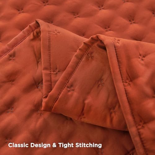 Andency California King Quilt Set 3 Piece Burnt Orange Bedding