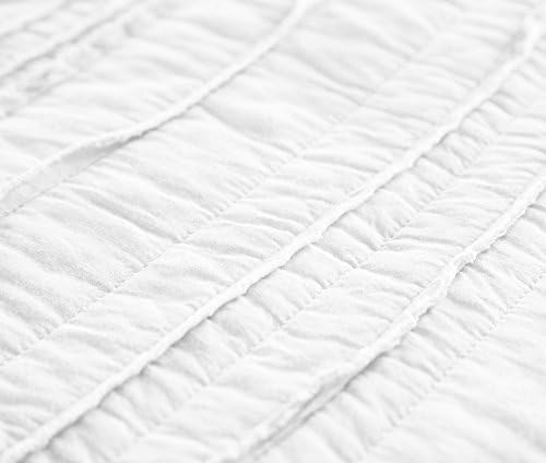 Chezmoi Katy 3-Piece Cotton Quilt Set Queen White 1