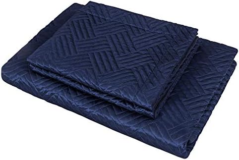NTBAY King Silk Satin Quilt Set Navy Blue