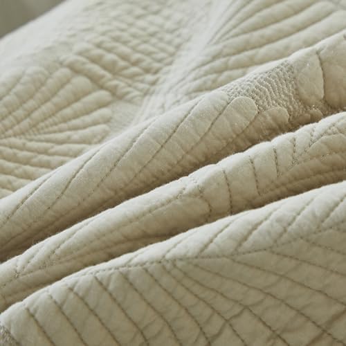 Brandream King Size Quilt Set Cotton Elegant Beige