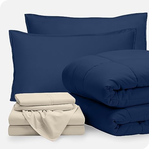 Upluxius Dark Blue Bed-In-A-Bag 7 Piece Comforter Set
