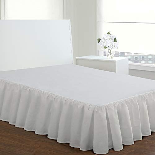 FRESH IDEAS Bedskirt with Ruffles White Twin 18 Drop Length