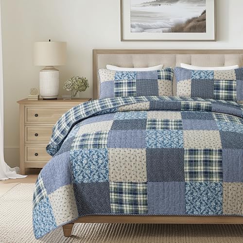 SLPR Blue Symphony Cotton Quilt Set Queen with 2 Shams