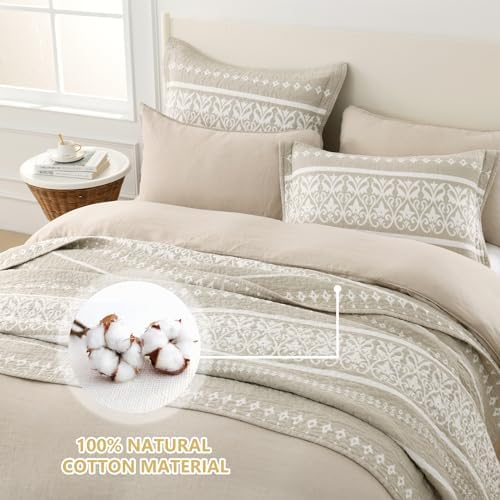 LORRIARD King Size Quilt Boho Bedding Set 3 Pieces