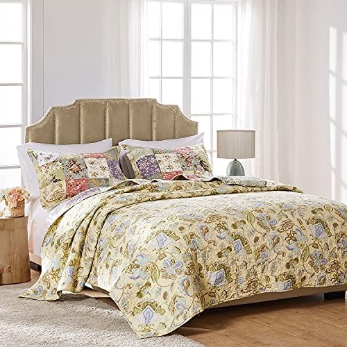 Greenland Home Blooming Prairie 100 Cotton Reversible Quilt Set 5-Piece KingCal King