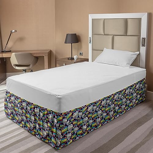 Lunarable Valentines Day Bedskirt - Indigo Multicolor