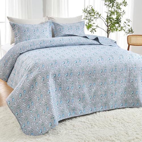 HollyHOME 3-Piece King Quilt Set with Butterfly Design