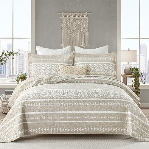 LORRIARD King Size Quilt Boho Bedding Set 3 Pieces